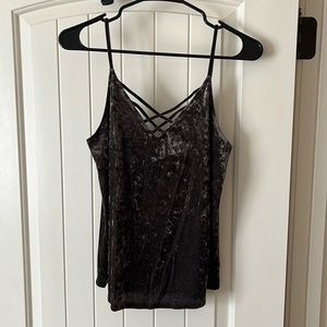 American Eagle Dark Green Velour Tank Top - Size Medium, Like New
